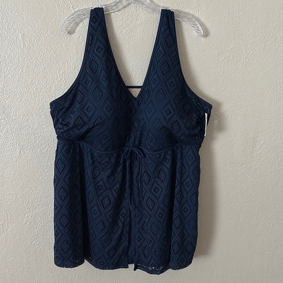 Catherine’s Lace Tankini Swim Top Women’s Plus Size 32W Navy Blue 5X NWT - Picture 1 of 9